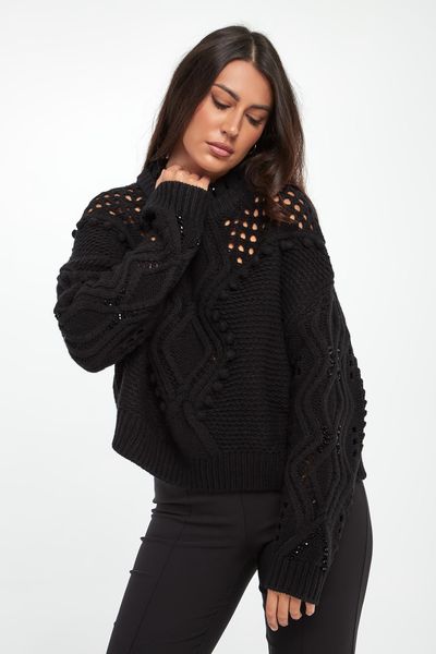 Sweter damski z wełną LIU JO. Swetry klasyczne damskie Liu Jo, m, z wełny, bez kołnierzyka. Za 719.00 zł.