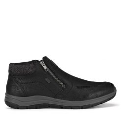 Botki Rieker. Czarne buty zimowe męskie Rieker, bez zapięcia. Za 307.99 zł.