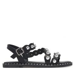 Sandały DeeZee. Brązowe sandały damskie DeeZee, bez wzorów, bez obcasa, na słupku. Za 149.99 zł.