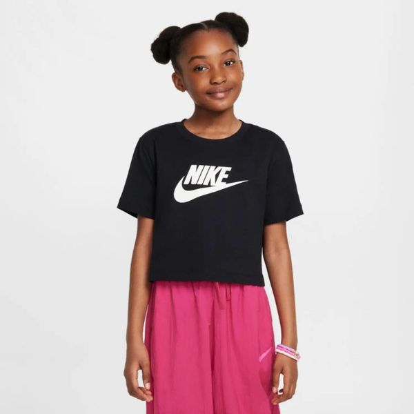 Damskie crop top cropped SPORTSWEAR CROPPED T-SHIRT. Czarne t-shirty damskie Nike, bez wzorów, z bawełny, bez kołnierzyka. Za 127.35 zł.