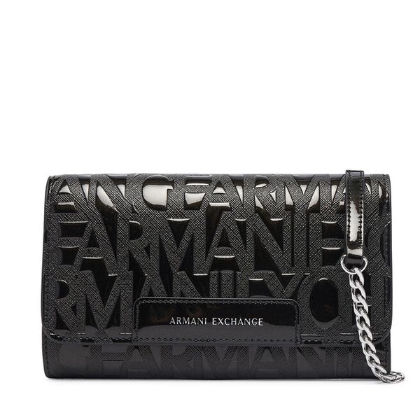 Torebka Armani Exchange. Czarne torebki klasyczne damskie Armani Exchange, bez wzorów, wizytowe, bez kołnierzyka, bez ramiączek. Za 454.99 zł.