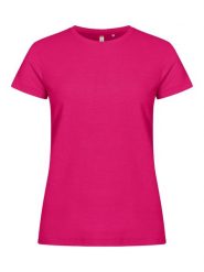 Clique Basic-T Women – Damska koszulka dopasowana, 100% bawełna – bright cerise. Czerwone t-shirty damskie CLIQUE, xl, bez wzorów, z bawełny, bez kołnierzyka. Za 99.77 zł.