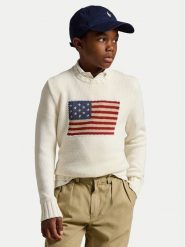 Polo Ralph Lauren Sweter 323668285006 Biały Regular Fit. Białe swetry chłopięce Polo Ralph Lauren, bez wzorów, z bawełny, bez kołnierzyka. Za 859.99 zł.