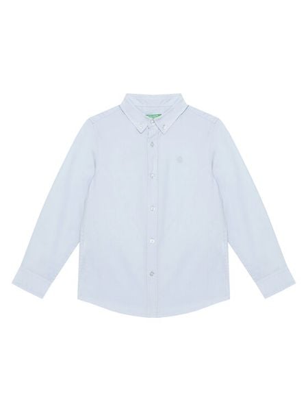 United Colors Of Benetton Koszula 54AZCQ00R Błękitny Regular Fit. Niebieskie koszule chłopięce United Colors Of Benetton, bez wzorów, z bawełny, bez kołnierzyka, bez ramiączek. Za 59.99 zł.