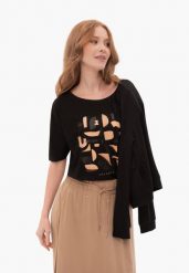 Bawełniana koszulka, Comfort Fit, T-PRIME. Czarne t-shirty damskie Volcano, s, bez wzorów, z bawełny, bez ramiączek. Za 69.99 zł.