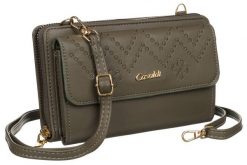 Portfel listonoszka 2w1 Cavaldi M-13-7997 Gray szary. Szare portfele damskie 4U Cavaldi, z aplikacjami, ze skóry ekologicznej. Za 59.99 zł.