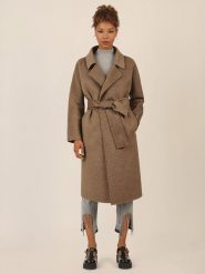 APART Płaszcz przejściowy w kolorze karmelowym rozmiar: 36. Brązowe płaszcze damskie Apart, bez wzorów, z wełny. Za 525.86 zł.