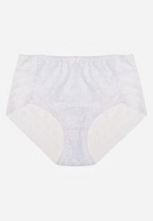Białe Majtki Figi z Wysokim Stanem Zdobione Koronką i Siateczką Helieth. Białe figi damskie Born2be, xxl, z aplikacjami, z koronki. Za 19.99 zł.
