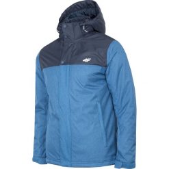 Kurtka narciarska męska KUMN351R - niebieski melanż. Niebieskie kurtki męskie 4f, m, bez wzorów, z kapturem, narciarskie. W wyprzedaży za 249.99 zł.