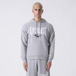 Ikoniczny Bluza Z Kapturem Z Logiem Siwy Melanz Bawelna, Poliester. Szare bluzy z kapturem męskie Everlast, l, z bawełny. W wyprzedaży za 233.65 zł.