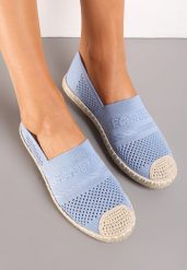 Niebieskie Espadryle z Plecioną Cholewką przed Kostkę Mokosa. Niebieskie espadryle damskie Renee, z aplikacjami, bez obcasa, na płaskiej podeszwie. Za 44.99 zł.