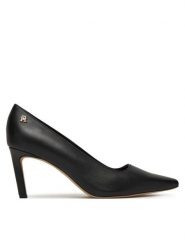 Tommy Hilfiger Szpilki Logo Pump Slanted Hl FW0FW08993 Czarny. Czarne szpilki Tommy Hilfiger, bez wzorów, ze skóry, bez obcasa. Za 409.99 zł.