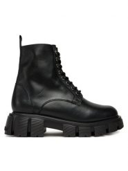 LOVE MOSCHINO Trzewiki JA24085G1NIA000A41 Czarny. Czarne botki damskie Love Moschino, ze skóry, bez obcasa, na płaskiej podeszwie, bez zapięcia. Za 949.99 zł.