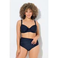 Damskie Bikini z fiszbinami marszczenie regulowane ramiączka. Niebieskie bikini damskie Ulla Popken, bez wzorów, plus size. W wyprzedaży za 111.99 zł.