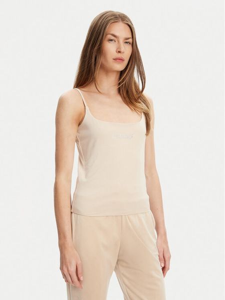 Guess Top V5GP22 J1314 Beżowy Slim Fit. Brązowe topy damskie Guess, xl, z aplikacjami, z bawełny, bez ramiączek. Za 139.99 zł.