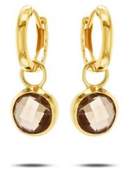 Les Petites Précieuses Pozłacane kolczyki-kreole z kwarcem rozmiar: onesize. Żółte kolczyki damskie Les Petites Précieuses, z kwarcem, pozłacane. Za 178.79 zł.