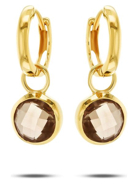 Les Petites Précieuses Pozłacane kolczyki-kreole z kwarcem rozmiar: onesize. Żółte kolczyki damskie Les Petites Précieuses, z kwarcem, pozłacane. Za 174.02 zł.