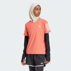 Koszulka Own The Run. Białe t-shirty damskie Adidas, l, bez wzorów, z materiału, bez kołnierzyka. Za 149.00 zł.
