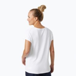 Koszulka damska Helly Hansen Crewline Top. Białe bluzki sportowe damskie Helly Hansen, bez wzorów, bez kołnierzyka. Za 222.65 zł.