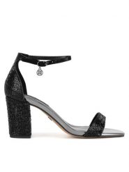 Nine West Sandały WFA3032-1 Czarny. Czarne sandały damskie Nine West, bez wzorów, z materiału, bez obcasa, na słupku. Za 174.99 zł.