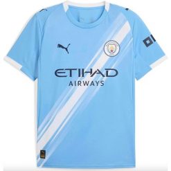 Koszulka domowa Manchesteru City 2025/26. Niebieskie t-shirty sportowe męskie Puma, bez ramiączek, do piłki nożnej. Za 421.60 zł.