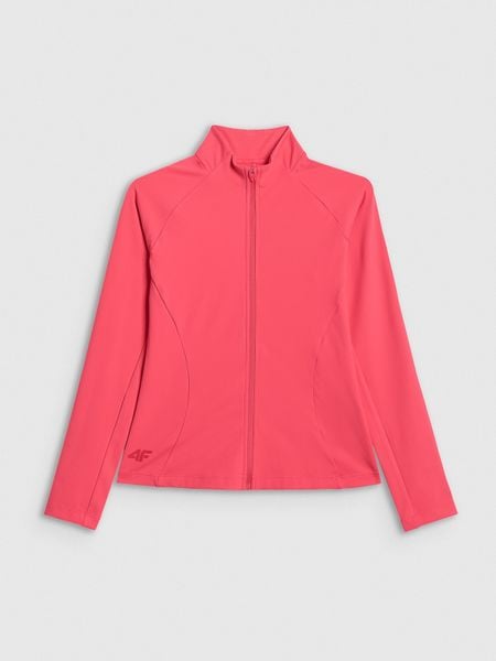 4F Bluza treningowa slim bez kaptura damska - koralowa L. Czerwone bluzy bez kaptura damskie 4f, l, bez wzorów, z materiału. W wyprzedaży za 149.99 zł.