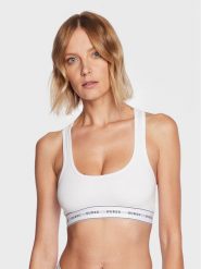 Guess Biustonosz top Carrie O97C01 KBBU1 Biały. Białe biustonosze Guess, l, z aplikacjami, z bawełny, bez kołnierzyka. Za 69.99 zł.