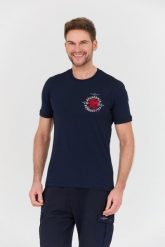 AERONAUTICA MILITARE Granatowy t-shirt M.C. Niebieskie t-shirty męskie AERONAUTICA MILITARE, l, bez wzorów, bez kołnierzyka. W wyprzedaży za 169.99 zł.