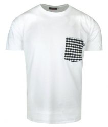 T-Shirt Męski Bawełniany z Kieszonką - KINGS - Biała. Białe t-shirty męskie Kings, l, bez wzorów, z bawełny, bez kołnierzyka. Za 69.00 zł.