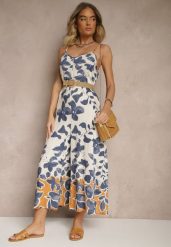 Niebiesko-Beżowy Kombinezon Wide Leg z Wiskozą na Ramiączkach Iffiane. Niebieskie kombinezony damskie Renee, na wiosnę, l, bez wzorów, z wiskozy, eleganckie, bez kołnierzyka, bez ramiączek. Za 59.99 zł.