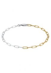 Elli Damski łańcuszek Oval Basic regulowany Bi-Colour w pozłacanym srebrze 925 Sterling Silver Bransoletki 1 ct. Szare bransoletki damskie Elli, pozłacane. Za 243.99 zł.
