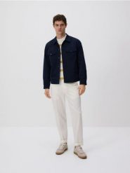 Kurtka z kołnierzem - granatowy. Niebieskie kurtki męskie Reserved, l, bez wzorów, bez kaptura. Za 179.99 zł.