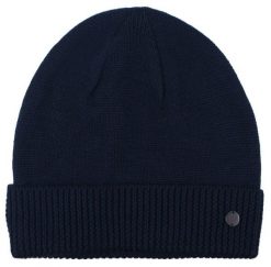 Ciepła, Wełnina Czapka (Beanie) - V. Fraas - Granatowa. Niebieskie czapki męskie V. Fraas, na jesień, bez wzorów, z tkaniny. Za 45.00 zł.