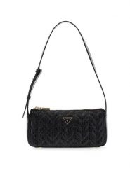 Guess Torebka Stacey Mini HWGG97 41720 Czarny. Czarne listonoszki damskie Guess, z aplikacjami, ze skóry, bez dodatków. Za 489.99 zł.