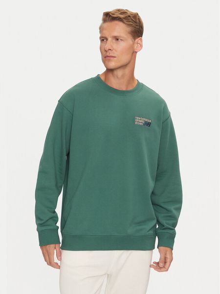 New Balance Bluza Athletics Premium Logo MT41547NUS Zielony Relaxed Fit. Zielone bluzy bez kaptura męskie New Balance, m, z bawełny. Za 229.99 zł.