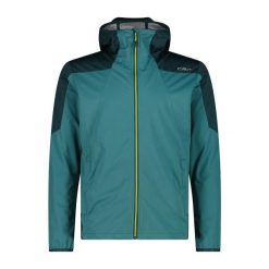Kurtka trekkingowa z fixowanym kapturem CMP. Zielone kurtki męskie CMP, bez wzorów, z softshellu, sportowe. Za 436.80 zł.