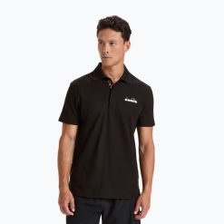 Koszulka polo męska Diadora Statement nero. Czarne koszulki polo męskie Diadora, m, bez wzorów, bez ramiączek. Za 69.99 zł.