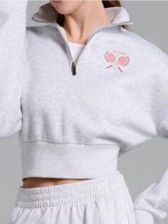 Bluza ze stójką - szary. Szare bluzy bez kaptura damskie Sinsay, l. W wyprzedaży za 19.99 zł.