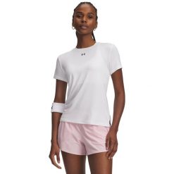 Under Armour Ua Vanish Ss Koszulka Damskie. Białe bluzki sportowe damskie Under Armour, m, z elastanu, bez kołnierzyka, bez ramiączek. Za 238.99 zł.