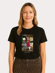 WOOOP Koszulka "Friends Joey Turkey Head" w kolorze czarnym rozmiar: L. Czarne bluzki damskie Wooop, l, bez wzorów, z bawełny, bez kołnierzyka. Za 56.99 zł.