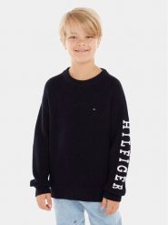 Tommy Hilfiger Sweter Monotype KB0KB08364 D Granatowy Regular Fit. Niebieskie swetry chłopięce Tommy Hilfiger, bez wzorów, z bawełny, bez kołnierzyka. Za 379.99 zł.