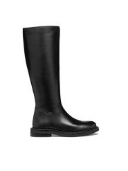 Geox Oficerki D Serilda D46WYA 00043 C9999 Czarny. Czarne kozaki damskie Geox, ze skóry, bez obcasa, na płaskiej podeszwie. Za 639.99 zł.