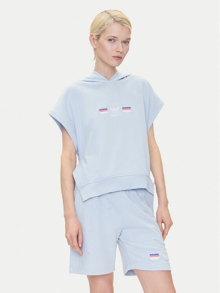 Emporio Armani Underwear Bluza EW000498 AF10882 U9273 Błękitny Loose Fit. Niebieskie bluzy bez kaptura damskie Emporio Armani Underwear, xs, z bawełny. Za 219.99 zł.