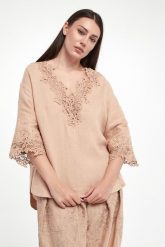 Bluzka damska lniana ERMANNO SCERVINO LIFE. Bluzki damskie Ermanno Scervino Life, bez wzorów, bez kołnierzyka, bez ramiączek. W wyprzedaży za 2,079.20 zł.