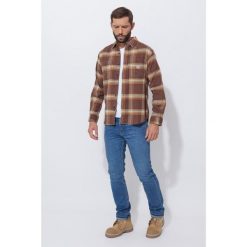 Koszula flanelowa w kratę Carhartt Rugged Flex Midweight. Brązowe koszule męskie Carhartt, m, bez wzorów, bez kołnierzyka, bez ramiączek. Za 330.00 zł.