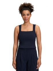 Vera Mont Top w kolorze granatowym rozmiar: 38. Niebieskie topy damskie Vera Mont, bez wzorów, z nylonu, bez kołnierzyka. Za 104.99 zł.