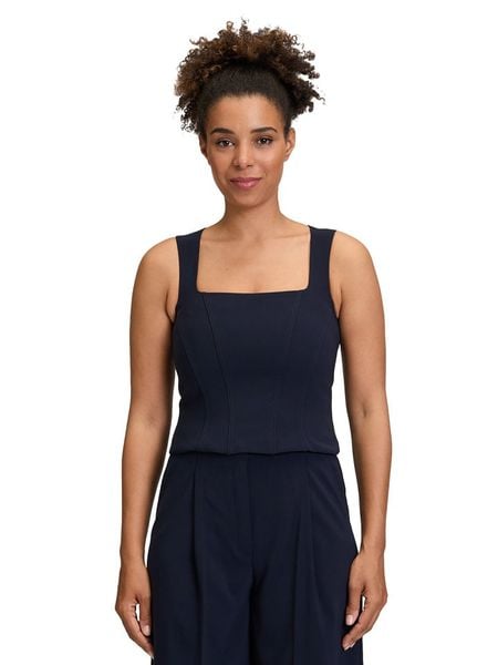 Vera Mont Top w kolorze granatowym rozmiar: 36. Niebieskie topy damskie Vera Mont, bez wzorów, z nylonu, bez kołnierzyka. Za 105.38 zł.