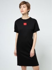 Hugo Sukienka codzienna Neyle 50456013 Czarny Relaxed Fit. Czarne sukienki damskie Hugo, na co dzień, xs, bez wzorów, z bawełny, bez kołnierzyka, bez ramiączek, proste. Za 339.99 zł.