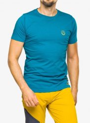 Koszulka wspinaczkowa męska La Sportiva Climbing on the Moon T-Shirt. Niebieskie t-shirty męskie La Sportiva, m, bez wzorów, z bawełny, bez kołnierzyka. Za 169.99 zł.
