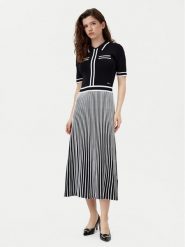 KARL LAGERFELD Sukienka dzianinowa A1W13026 Czarny Regular Fit. Czarne sukienki damskie Karl Lagerfeld, l, bez wzorów, z dzianiny, bez kołnierzyka, bez ramiączek. Za 879.99 zł.